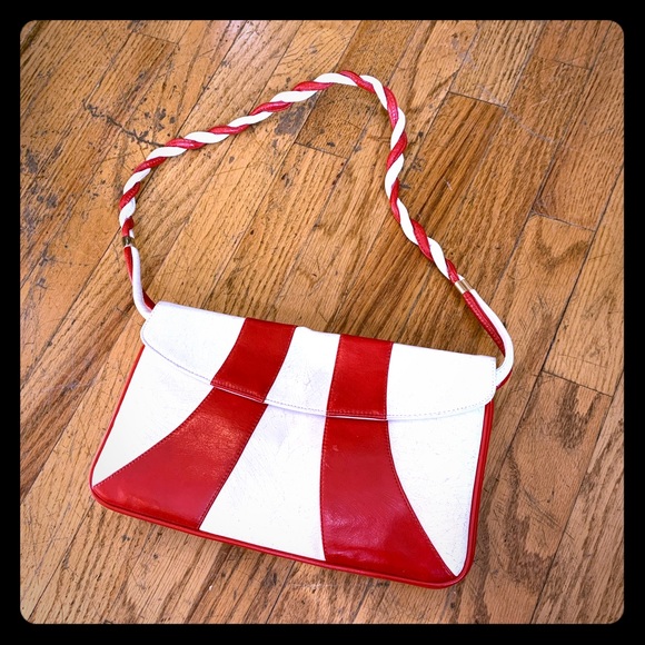 Bags by François California Handbags - Vintage Red and White Shoulder Handbag